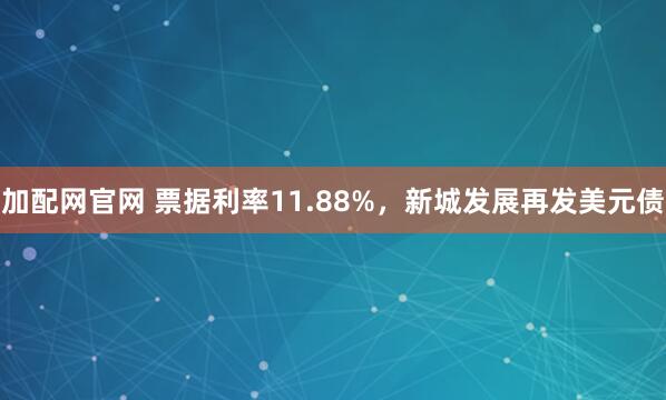 加配网官网 票据利率11.88%，新城发展再发美元债